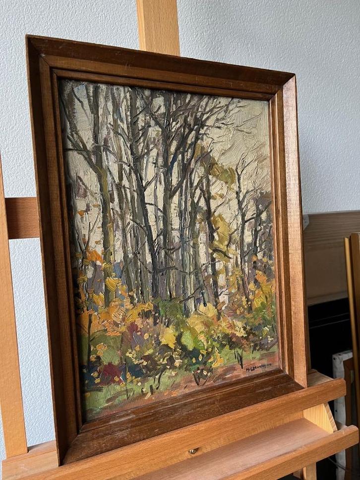 Henk van Leeuwen, boslandschap, Antiek en Kunst, Kunst | Schilderijen | Klassiek, Ophalen