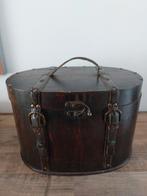 Vintage Houten Koffer met Leren Details, Ophalen of Verzenden