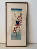 Japanse prent met vogel en bloemen, Antiek en Kunst, Kunst | Etsen en Gravures, Ophalen of Verzenden