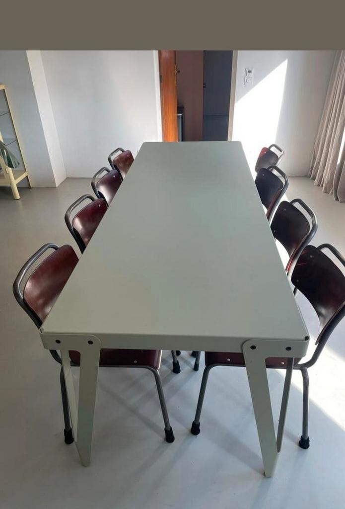 Functionals Lloyd stalen eettafel / werkplek, Huis en Inrichting, Tafels | Eettafels, Zo goed als nieuw, 50 tot 100 cm, 200 cm of meer