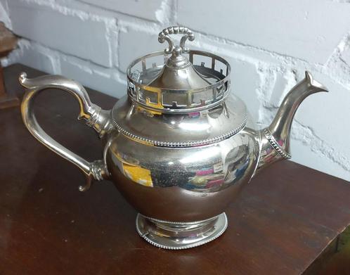 Antieke zilvertinnen theepot van Kurz & Co. in Tiel, Antiek en Kunst, Antiek | Servies los, Ophalen of Verzenden