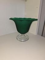 Bloemenvaas Groen Met Wit Glas, Ophalen