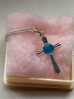 Zilveren Kruisje Maria Lourdes Emaille Ketting, Nieuw, Ophalen of Verzenden, Zilver, Overige materialen