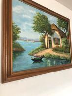 Schilderij met huis aan het water, Antiek en Kunst, Kunst | Schilderijen | Klassiek, Ophalen