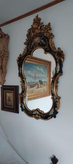 antieke spiegel--prachtig decoratie/hout snijwerk--Anno 1880, Verzenden, Ovaal, 50 tot 100 cm, 100 tot 150 cm