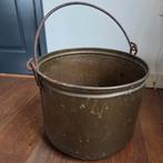 Antieke Koperen emmer bak houtbak haardhout, Ophalen, Koper