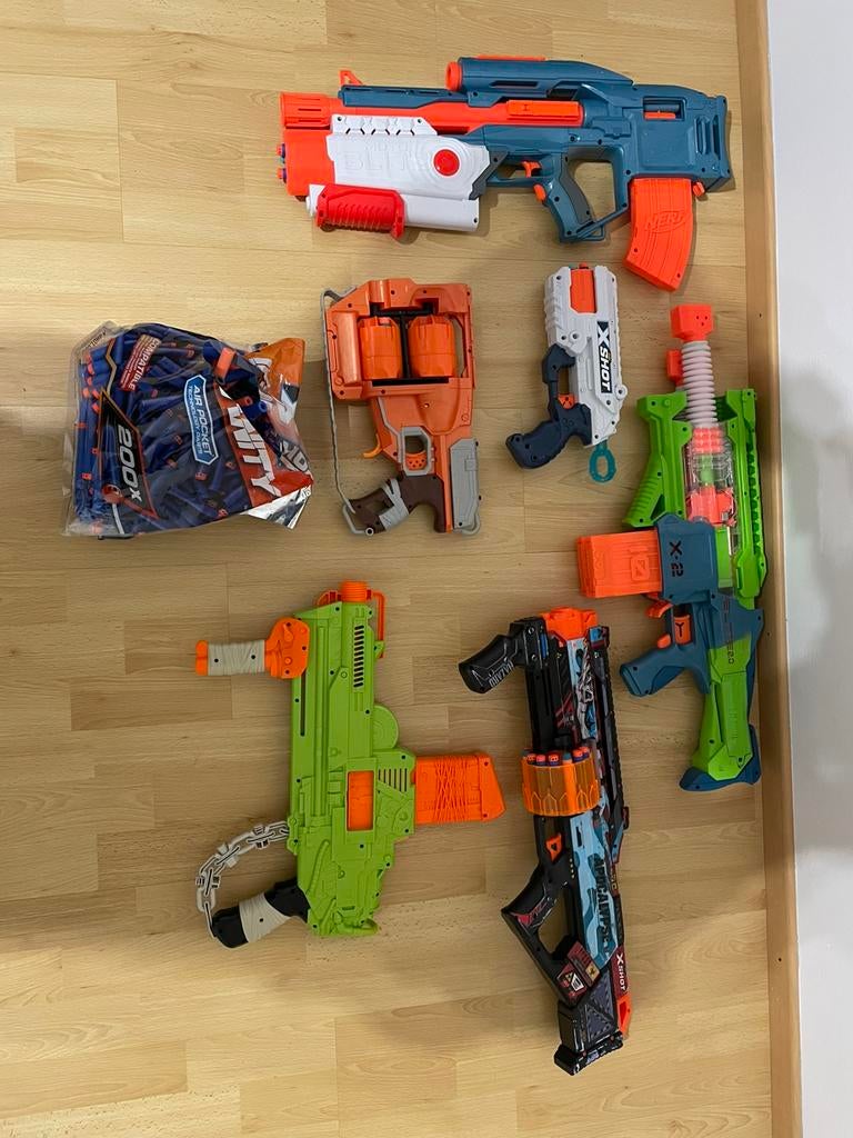 Nerf 6x pistols + piltjes, Kinderen en Baby's, Speelgoed | Buiten | Actiespeelgoed, Ophalen, Gebruikt