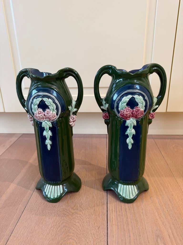 Antieke Jugendstil vazen, genummerd, Antiek en Kunst, Antiek | Vazen, Ophalen of Verzenden