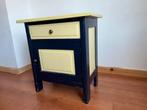 Vintage Nachtkastje - Blauw & Geel, Huis en Inrichting, Ophalen, Gebruikt, 55 tot 70 cm, 45 tot 65 cm