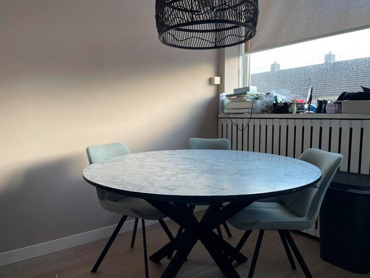 Eettafel rond / set, Huis en Inrichting, Tafels | Eettafels, Zo goed als nieuw, 100 tot 150 cm, 100 tot 150 cm, Vier personen