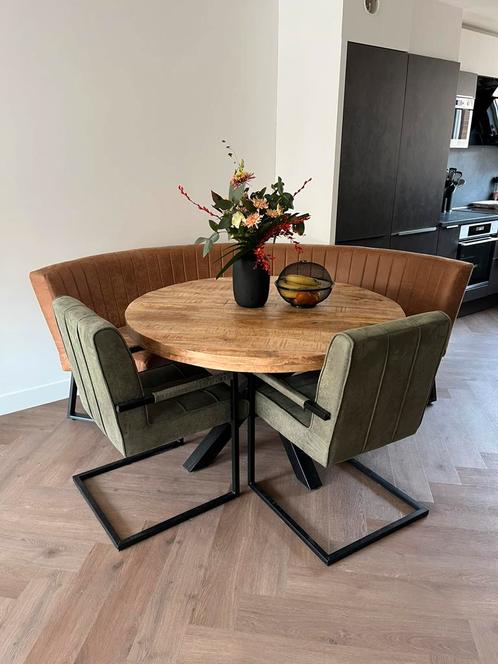 Eettafel set met stoelen en bank, Huis en Inrichting, Tafels | Eettafels, Zo goed als nieuw, 100 tot 150 cm, 100 tot 150 cm, Vijf personen of meer