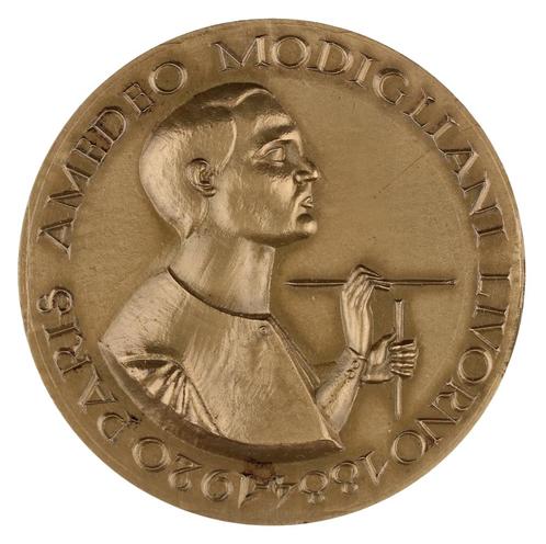 Penning Loekie Metz : Amadeo Modigliani, 1980, Postzegels en Munten, Penningen en Medailles, Brons, Nederland, Verzenden