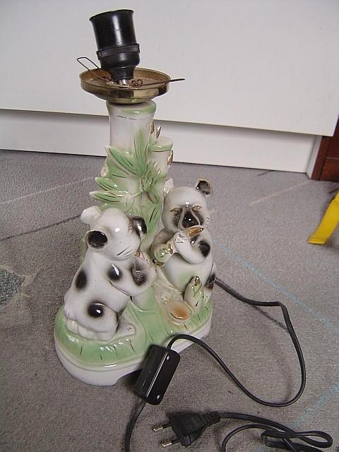 porceleinen? tafellamp Panda's, Huis en Inrichting, Lampen | Tafellampen, Zo goed als nieuw, Minder dan 50 cm, Ophalen of Verzenden