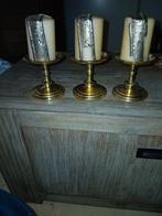 Koperen kandelaars   met sier kaarsen, Ophalen, Koper of Brons