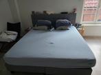 Grijze boxspring, Ophalen, Gebruikt, Tweepersoons, 180 cm