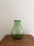 Mooie, grote vintage, retro vaas, groen glas, Gebruikt, ., Ophalen of Verzenden, Glas