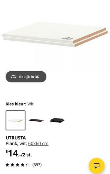 7 planken wit utrusta 60x60 gebruikt beschikbaar voor biedingen