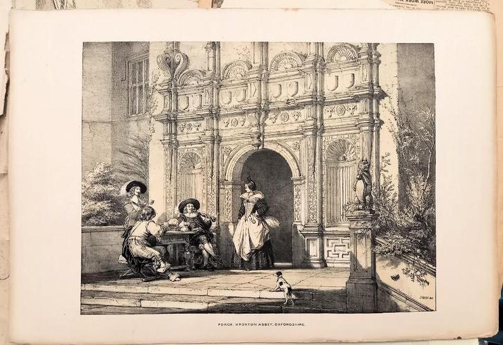 Lithografie Porch Wroxton Abbey Oxfordshire [c1841] J. Nash, Antiek en Kunst, Kunst | Litho's en Zeefdrukken, Ophalen of Verzenden