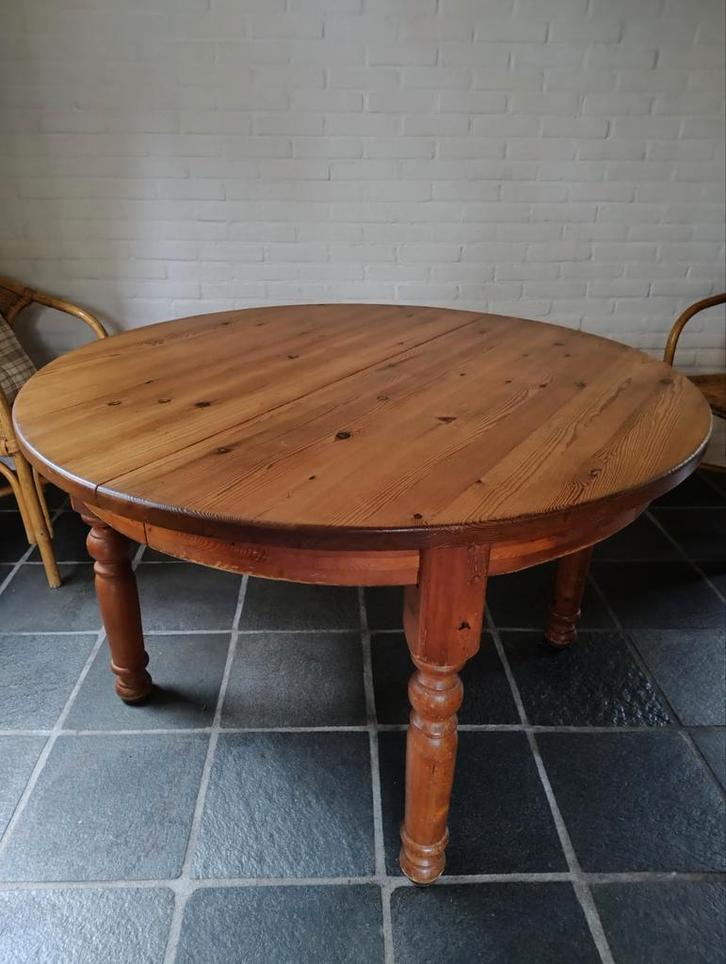 Grenen ronde tafel 122, uitschuifbaar tot ovaal 240, Huis en Inrichting, Tafels | Eettafels, Gebruikt, 100 tot 150 cm, Rond, Ophalen