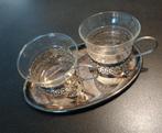 Antiek thee-setje, inclusief ovale verzilverde dienblaadje, Ophalen of Verzenden