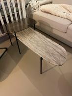 Salontafel travertine en glas, Ophalen, Minder dan 50 cm, 100 tot 150 cm, Zo goed als nieuw