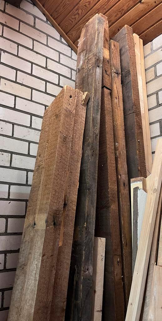 Oude Houten Balken - 1915 - 9 stuks, Doe-het-zelf en Verbouw, Hout en Planken, Gebruikt, Balk, Overige houtsoorten, 300 cm of meer