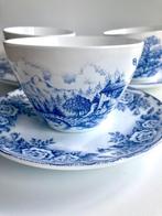 3 grote kop en schotels Rivanel Frans melkglas wit blauw, Huis en Inrichting, N, N, Ophalen of Verzenden, N