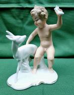 Porseleinen putti met ree Wallendorf  kerst, Diversen, Kerst, Ophalen of Verzenden, Zo goed als nieuw