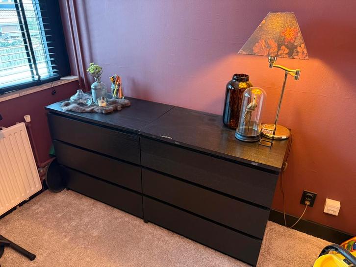 IKea Malm kasten zwart 2x, Huis en Inrichting, Kasten | Dressoirs, Gebruikt, 50 tot 100 cm, 25 tot 50 cm, Met lade(s), Ophalen