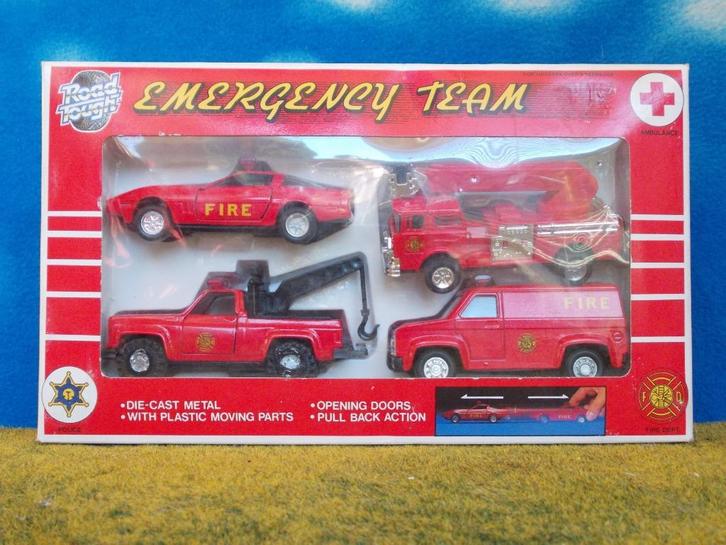 1980's YatMing Road Tough Emergency set Brandweer set, Hobby en Vrije tijd, Modelauto's | 1:43, Zo goed als nieuw, Ophalen of Verzenden