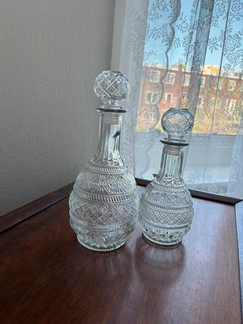 2x vintage kristal/glazen karaf, Antiek en Kunst, Antiek | Glas en Kristal, Ophalen of Verzenden