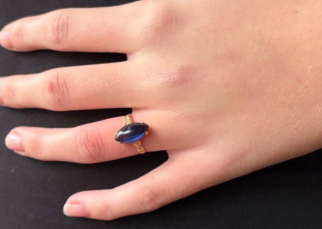 Saffier blauwe edelsteen fraaie 14k gouden dames ring luxe