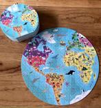 Janod ronde puzzel wereld dubbelzijdig in koffer 208 stukjes, Ophalen of Verzenden, Meer dan 50 stukjes, Gebruikt, 6 jaar of ouder