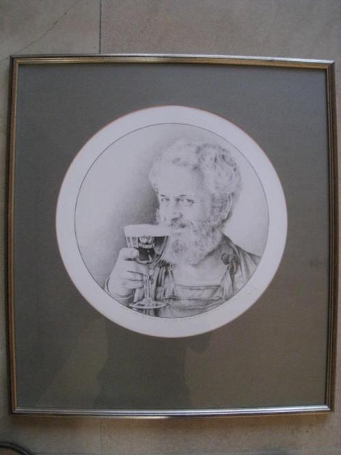 Zelfportret in potlood van schilder Karel Moers, 1988, Antiek en Kunst, Kunst | Tekeningen en Foto's, Ophalen of Verzenden