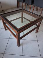 Koloniale Salontafel 70x70 met Glas, Ophalen, 100 tot 150 cm, 50 tot 100 cm, Glas