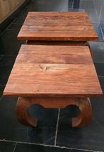 Set vintage opium teak tafels salontafel of bijzettafel, Minder dan 45 cm, Minder dan 55 cm, Gebruikt, Ophalen of Verzenden
