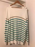 MS Mode sweater trui streep crème groen maat XXL, Kleding | Dames, Grote Maten, Verzenden, Trui of Vest, Zo goed als nieuw, Ms Mode