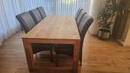 Tafel met 6 stoelen, Ophalen, Gebruikt, 100 tot 150 cm, Teakhout