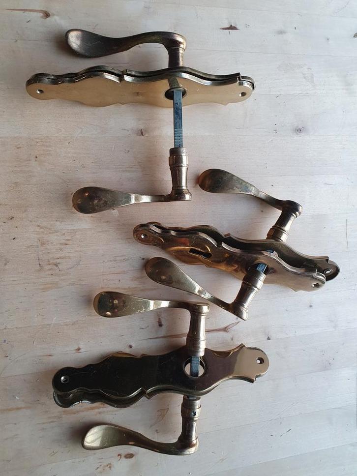 Vintage Messing Deurklinken - Set van 3 en set van 2, Doe-het-zelf en Verbouw, Hang- en Sluitwerk, Gebruikt, Klink of Kruk, Koper of Messing