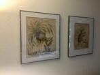 2 stuks plm. 50 jaar oude steendruk afbeeldingen, Antiek en Kunst, Ophalen of Verzenden