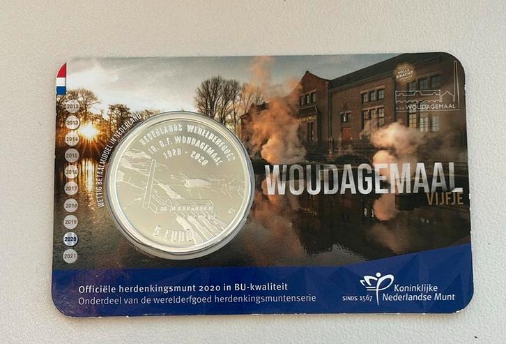 Woudagemaal Vijfje 2020 BU-kwaliteit in coincard, Postzegels en Munten, Munten | Nederland, Losse munt, Euro's, Koningin Beatrix
