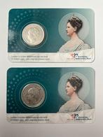 2x coincard Wilhelmina ½ Gulden 1921 en 1930, ½ gulden, Setje, Zilver, Ophalen of Verzenden