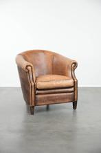 Prachtige schapenleren clubfauteuil afgewerkt met siernagels, Ophalen, Gebruikt, ., Vintage