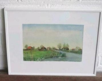 Aquarel westzanersluis Westzaan nauernasche vaartdijk RV 75 beschikbaar voor biedingen