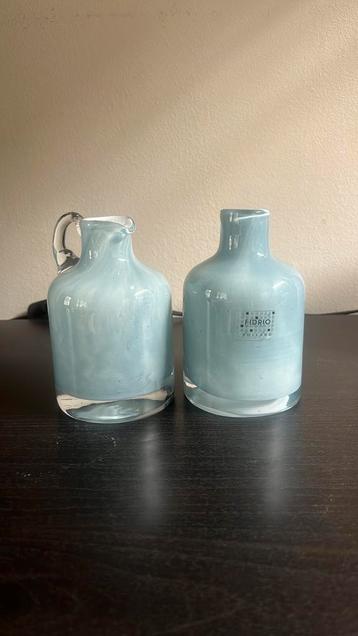 Fidrio kan & vaasje – grijsblauw mondgeblazen glas beschikbaar voor biedingen