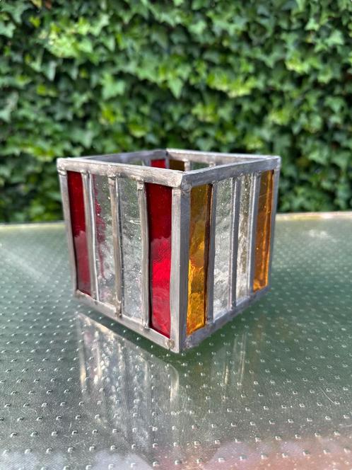 Glas in lood waxinelichthouders - handgemaakt, Huis en Inrichting, Woonaccessoires | Kandelaars en Kaarsen, Nieuw, Kandelaar, Minder dan 25 cm