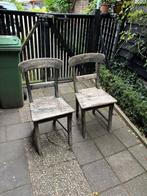 houten stoelen teak, Huis en Inrichting, Stoelen, Ophalen, Gebruikt, Twee, Zwart