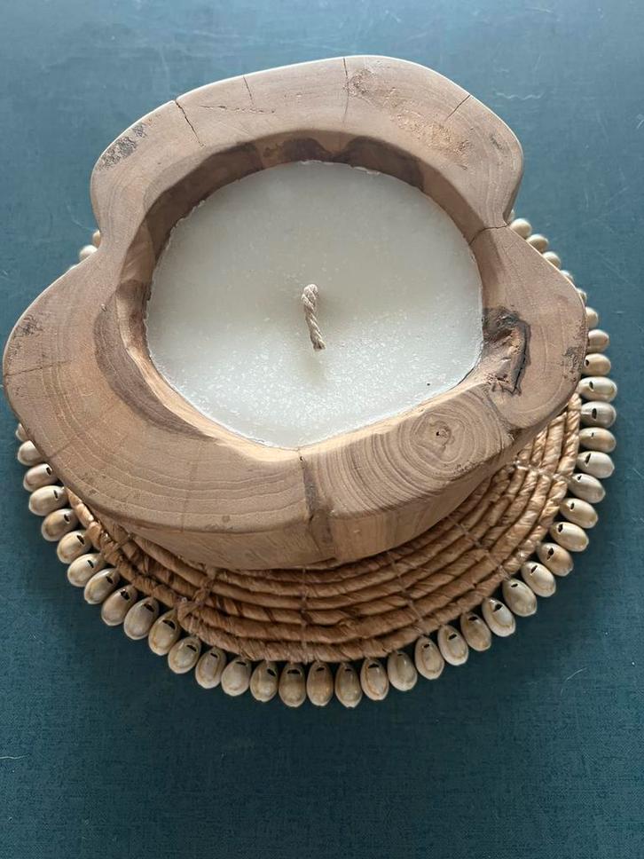 Rustieke houten candle holder, Huis en Inrichting, Woonaccessoires | Kandelaars en Kaarsen, Nieuw, Minder dan 25 cm, Hout, Ophalen of Verzenden