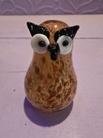 Glazen uil amberkleurig - handgemaakt, Antiek en Kunst, Antiek | Glas en Kristal, Ophalen of Verzenden