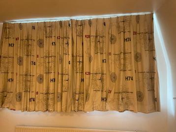 Beige gordijnen 150x280 – met wereldkaart en kompas patroon beschikbaar voor biedingen